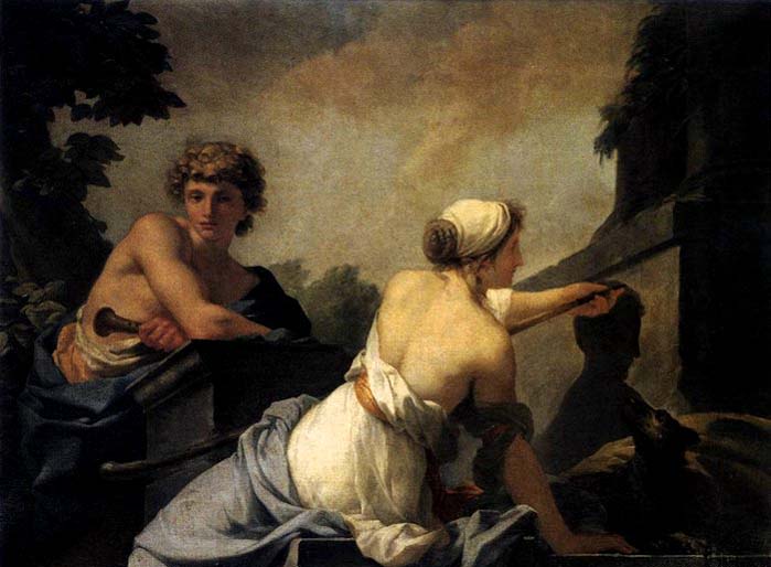 Baron Jean-Baptiste Regnault The Origin of Painting: Dibutades Tracing the Portrait of a Shepherd